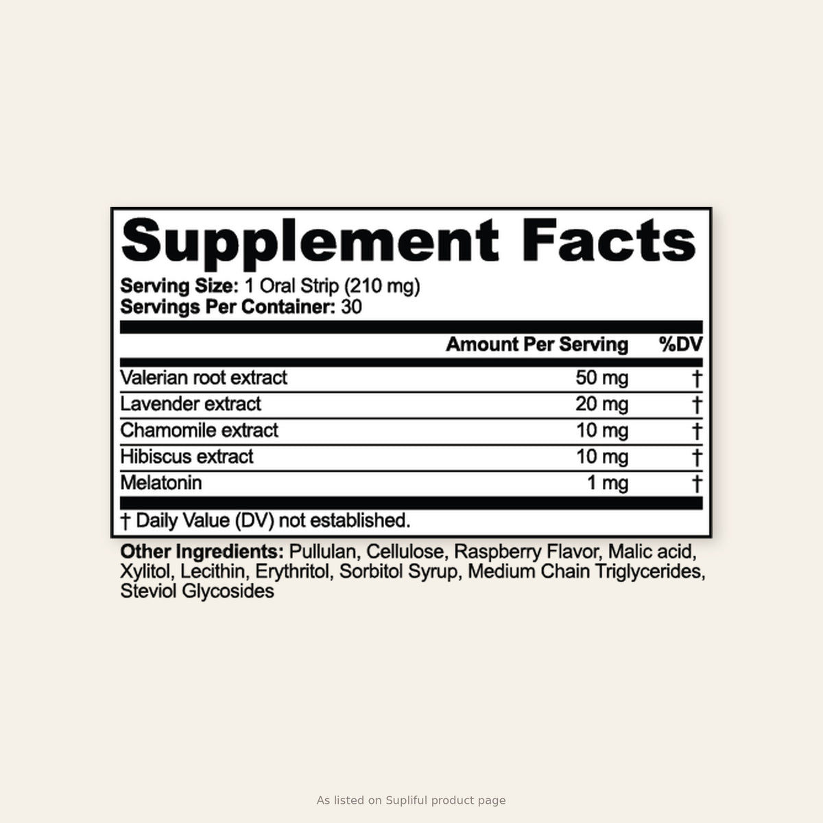 Happy Girl Vitamins Sleep — Supplement Facts