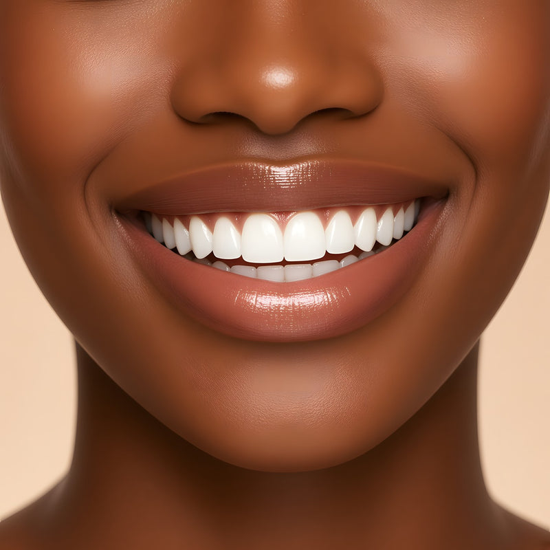 Smiling woman after the strip dissolves