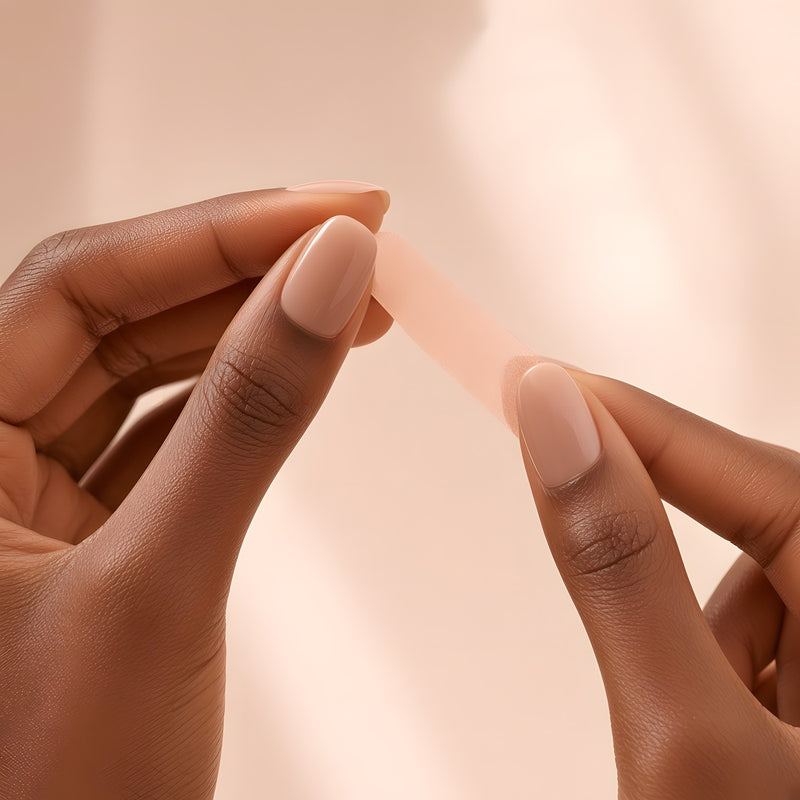 Fingers peeling an oral strip