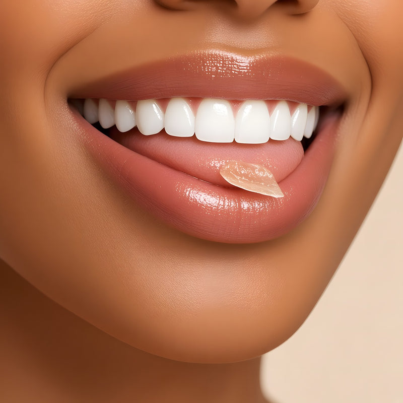 Oral strip placed on the tongue
